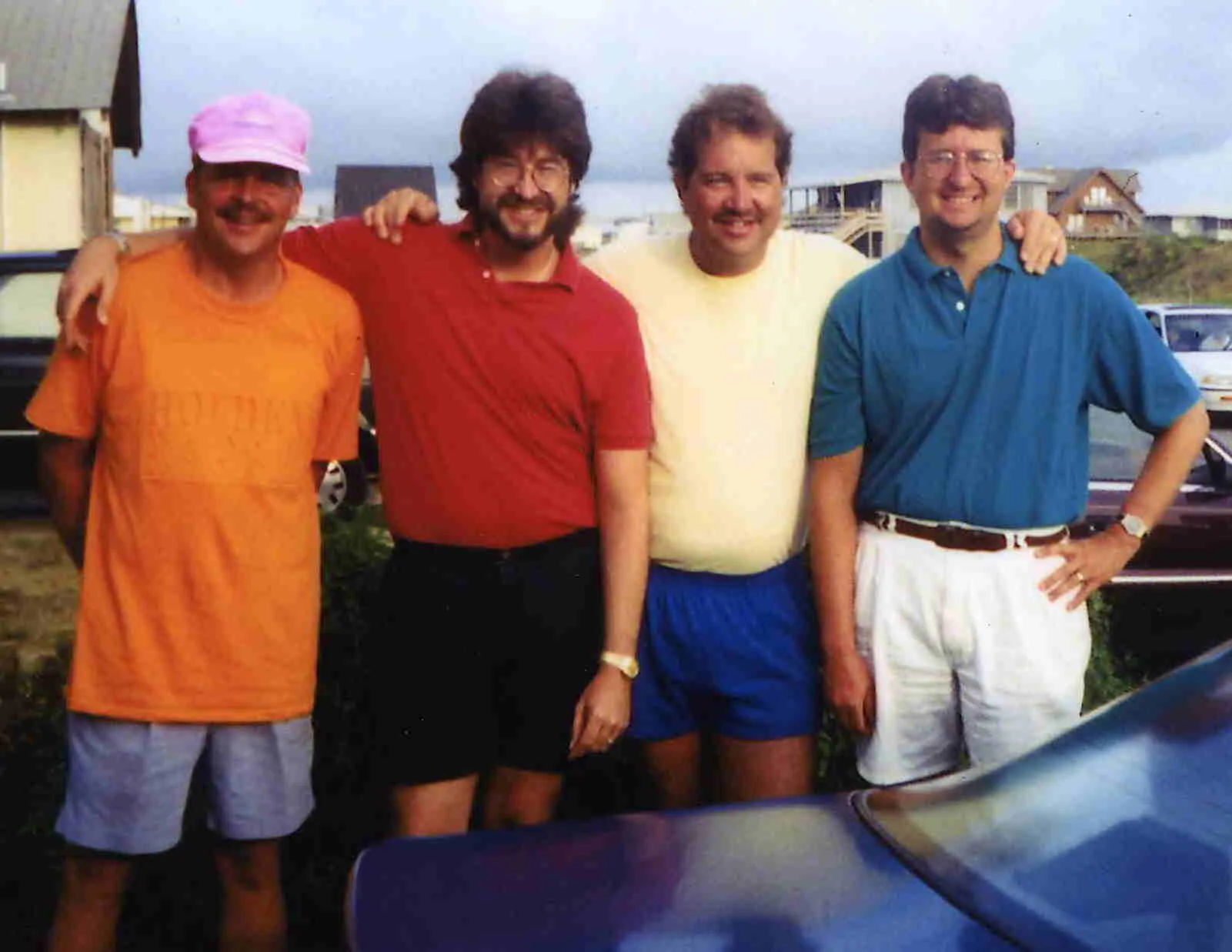 The Ziants Boyz (L-R) Tommy (coal miner), Micheal (radio/recording dude), John (Ohio coal mine boss), Steve (newspaper writer/sports editor) ... on vacation, Holden Beach, 1994