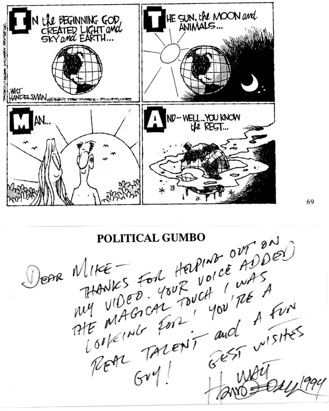 WaltHandelsmanTestimonialAutographToMichealZiantsAirliftProductionsNewOrleans1994