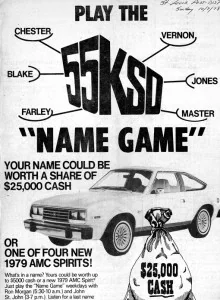 KSD Radio's Name Game Promotion, as it appeared in the St. Louis Post-Dispatch