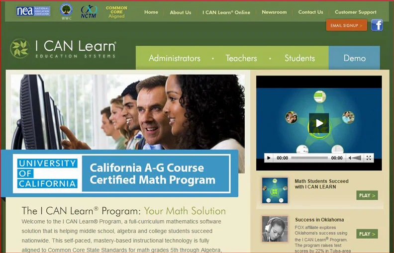 ICanLearnWebsiteWelcomeScreenshot